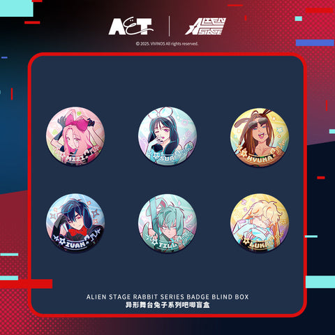 A digital display showing six round character badges featuring Mizi, Sua, Hyuna, Ivan, Till, and Luka in rabbit-themed kigurumi outfits.