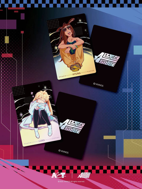 Individual focus on Luka (captured in a sleeping pose with orange rabbit ears) and Hyuna (sporting sunglasses and brown rabbit ears).