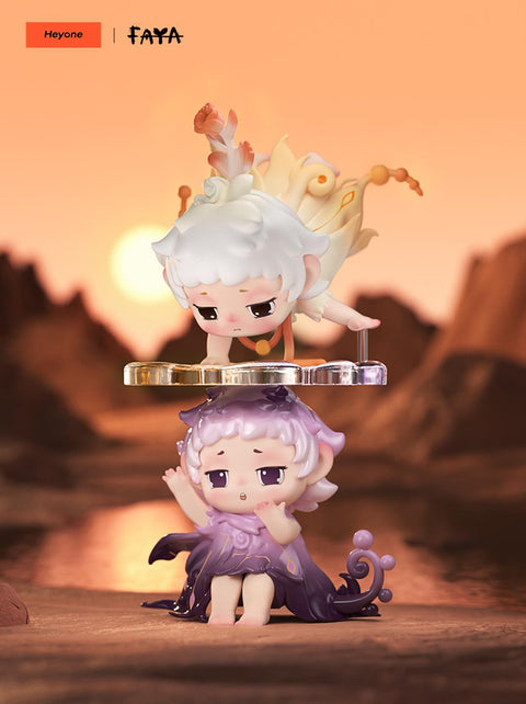 Twilight Horizon features two layered figures in golden and violet tones, stacked together to reflect balance between day and night.