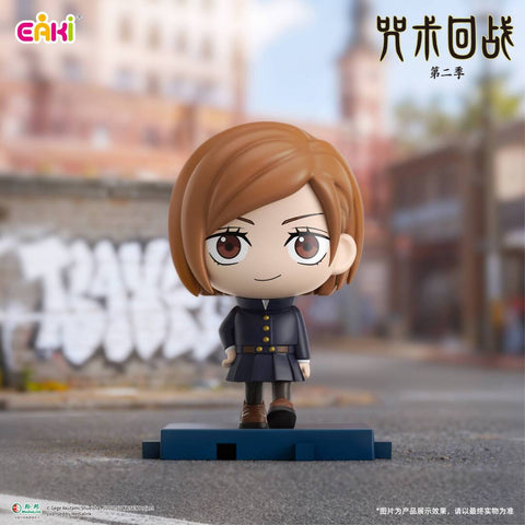 Nobara Kugisaki in her school uniform, designed in a confident walking stance with detailed facial features.