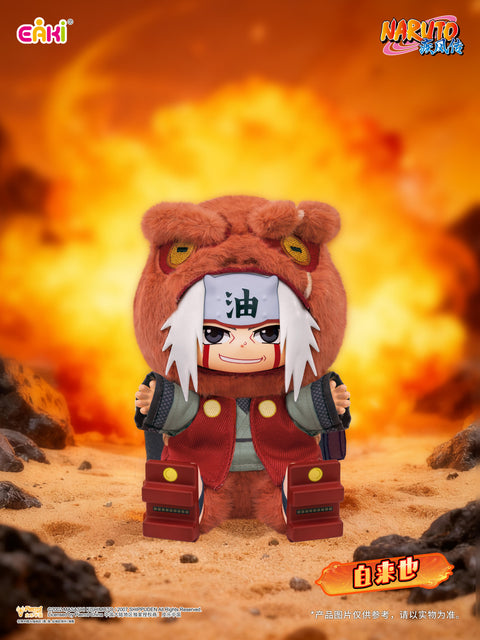 A plush of Jiraiya the Toad Sage wearing a brown toad-themed suit.