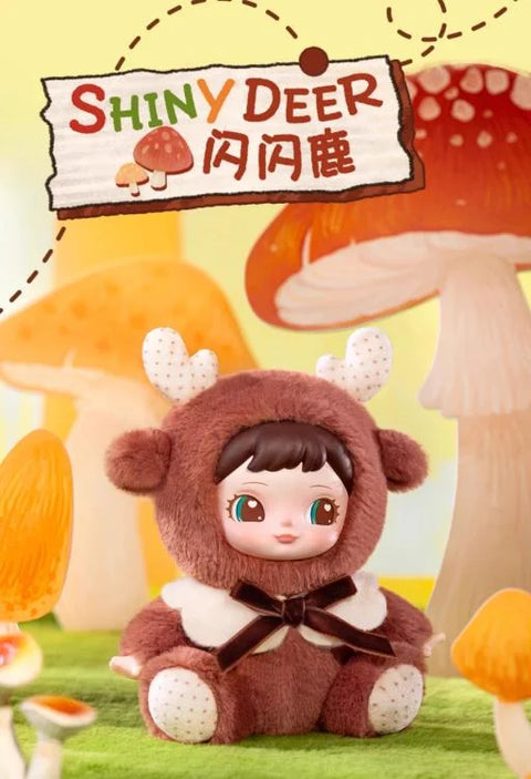 Charline wearing a fawn-inspired outfit with tiny antlers and a light brown spotted pattern.