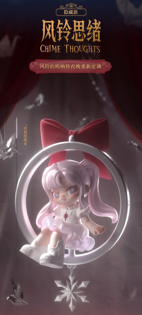 The rare secret chaser figure featuring Dora with lavender hair sitting inside a silver ring topped with a velvet-textured red bow.