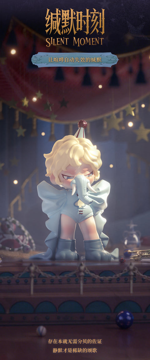 Dora dressed in a light blue elephant-themed circus costume with a tall, striped conical party hat.